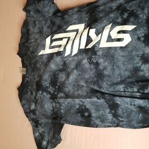 Tie dye black-and-white skillet band  Short sleeve shirt